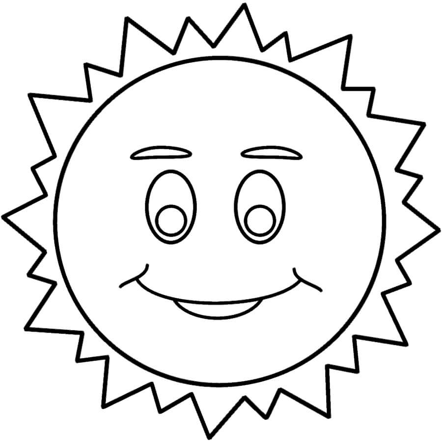 Dibujo de Cara Sonriente Del Sol para Colorear y Imprimir