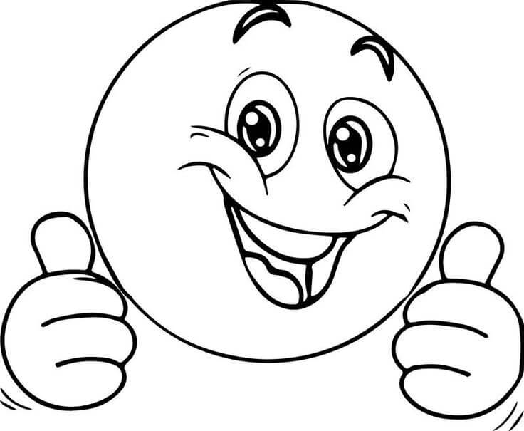 Dibujo de Cara Sonriente y dos Manos para Colorear y Imprimir