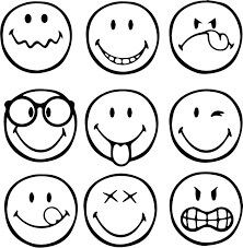Dibujo de Cara Sonriente y Ocho Emoji para Colorear y Imprimir
