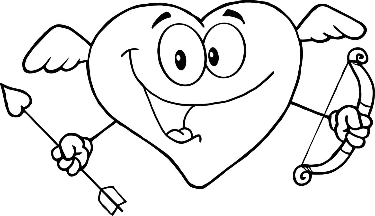 Dibujo de Corazón Cara Sonriente para Colorear y Imprimir