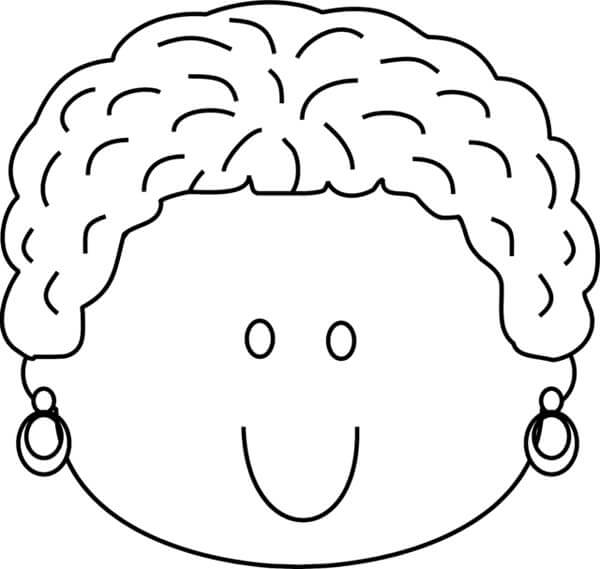 Dibujo de Mujer Cara Sonriente para Colorear y Imprimir