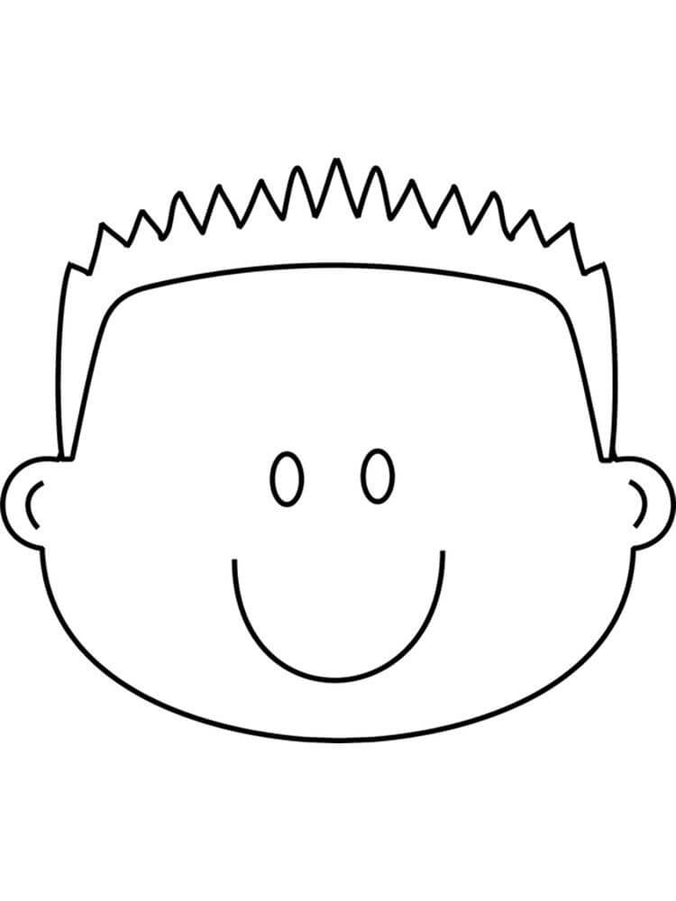 Dibujo de Niño Cara Sonriente para Colorear y Imprimir