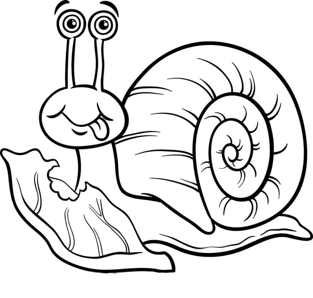 Dibujo de Caracol Comiendo Hoja para Colorear y Imprimir