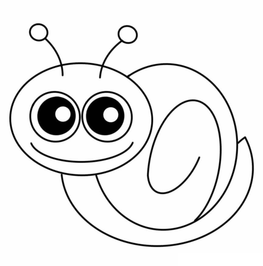 Dibujo de Caracol de Dibujos Animados Sonriente para Colorear y Imprimir