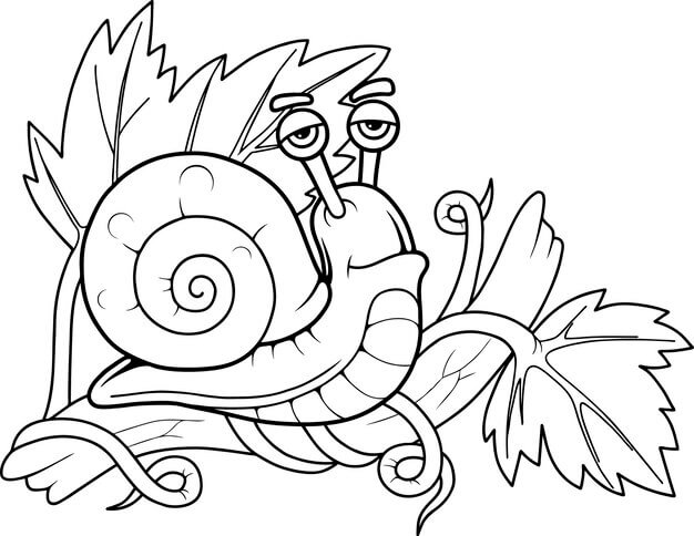 Dibujo de Caracol Gracioso para Colorear y Imprimir