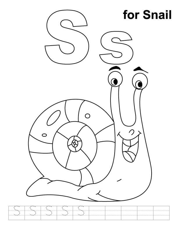 Dibujo de Letra S para Caracol para Colorear y Imprimir