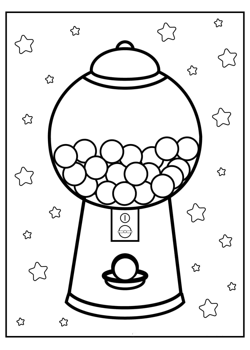 Dibujo de Caramelo y Estrella para Colorear y Imprimir