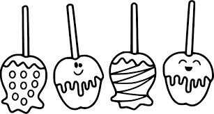 Dibujo de Cuatro Caramelos de Halloween Diferentes para Colorear y Imprimir