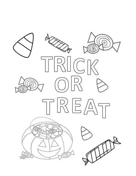 Dibujo de Dulce de Truco o Trato para Colorear y Imprimir