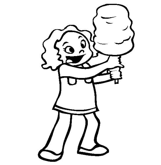 Dibujo de Niña Tenencia Caramelo para Colorear y Imprimir