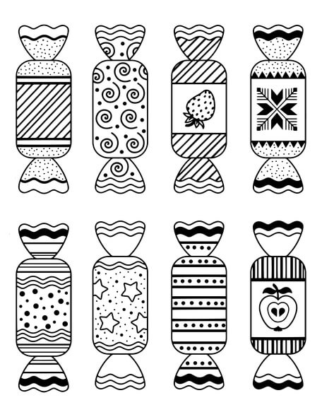 Dibujo de Ocho Caramelos para Colorear y Imprimir