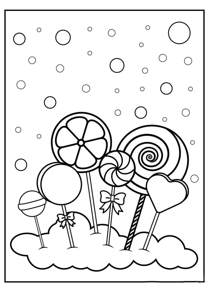 Dibujo de Seis Dulces para Colorear y Imprimir