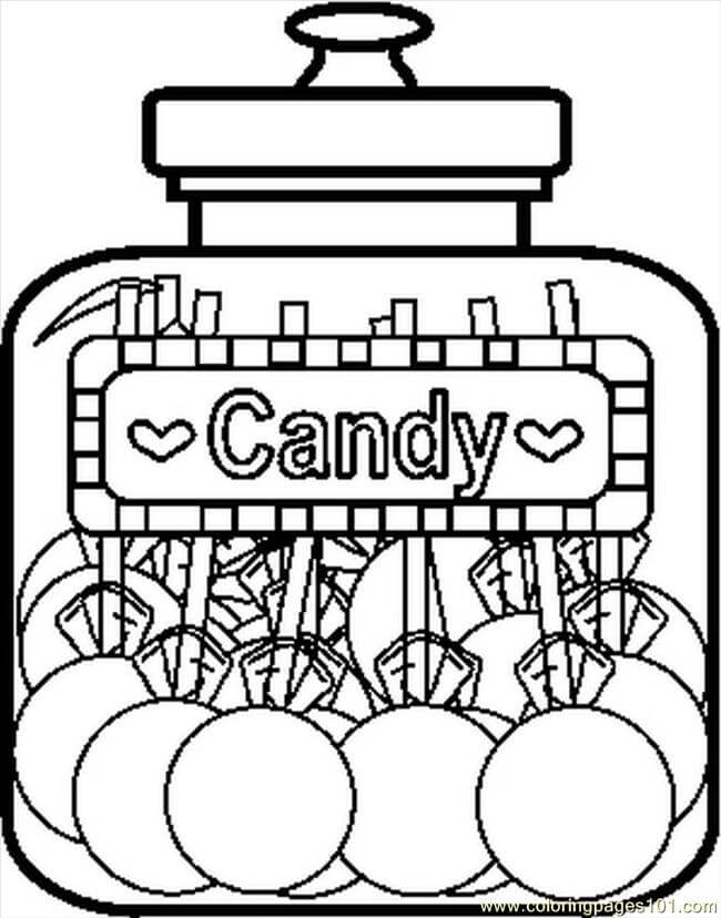 Dibujo de Tarro de Caramelo para Colorear y Imprimir
