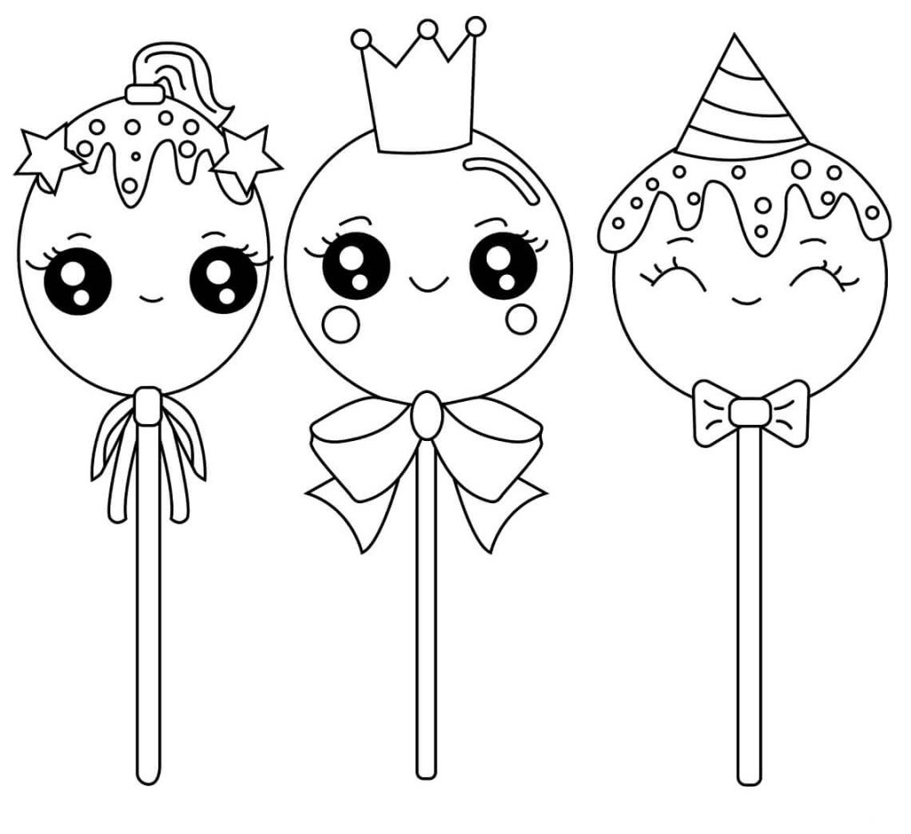 Dibujo de Tres Dulces Sonriendo para Colorear y Imprimir