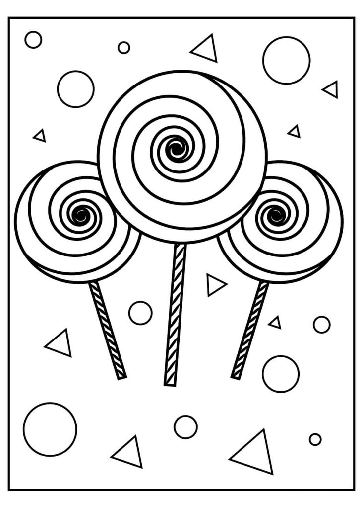 Dibujo de Tres Dulces y Formas para Colorear y Imprimir