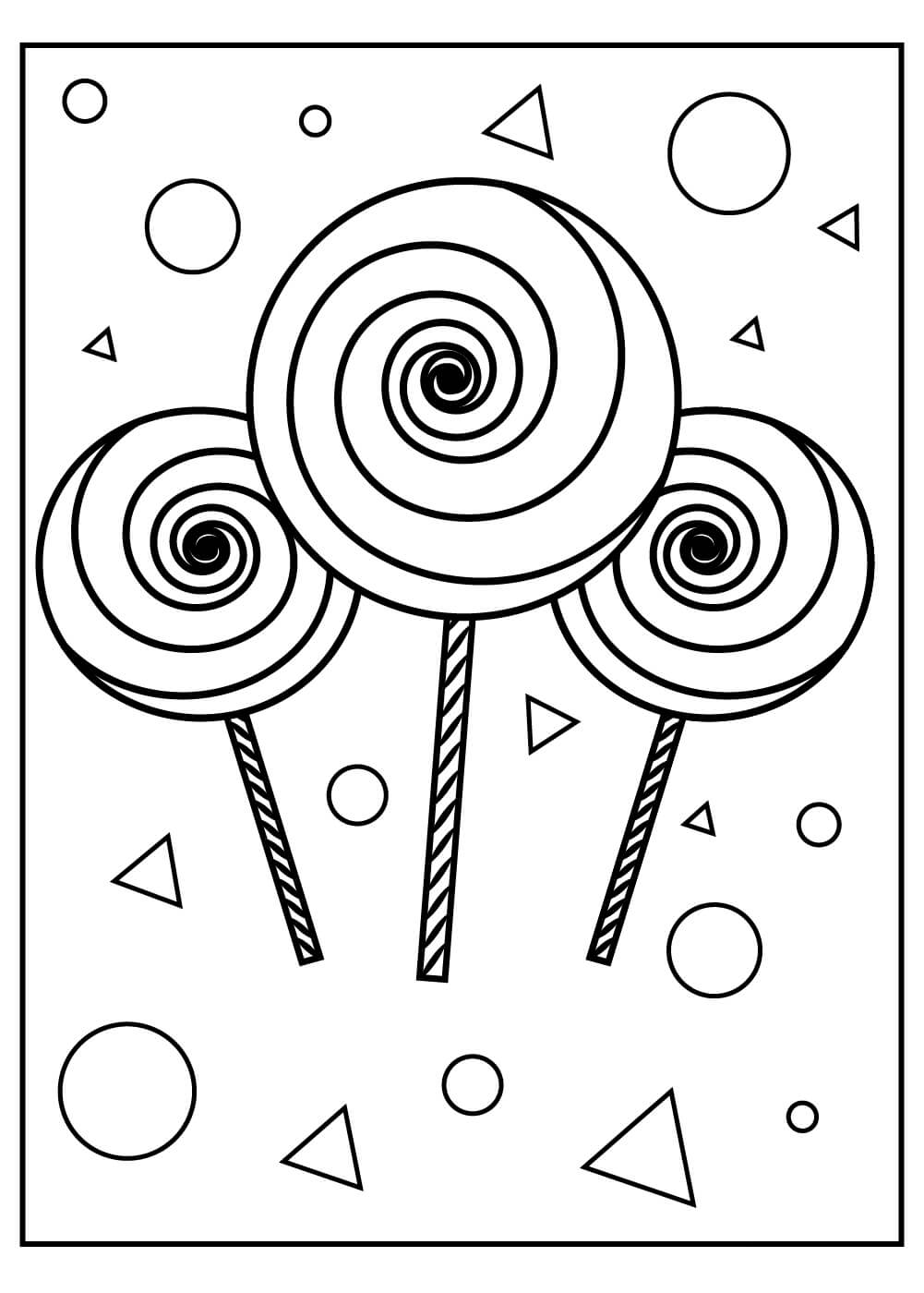Dibujo de Tres Dulces y Formas para Colorear y Imprimir