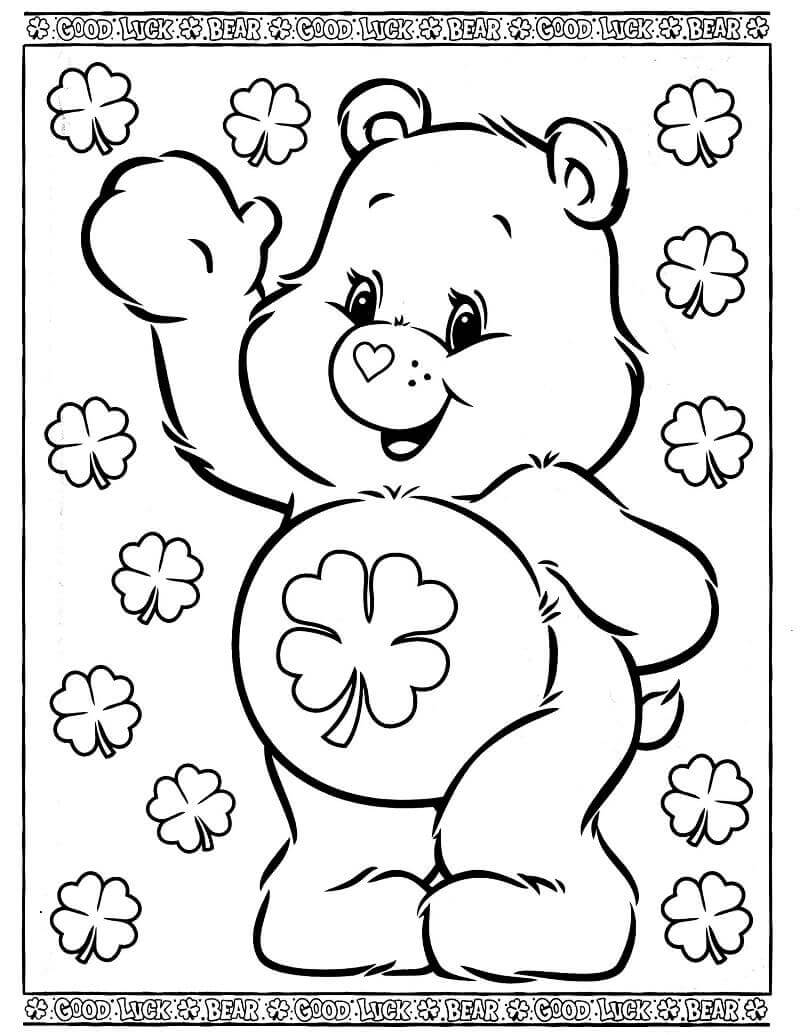 Dibujo de Buena Suerte Oso para Colorear y Imprimir