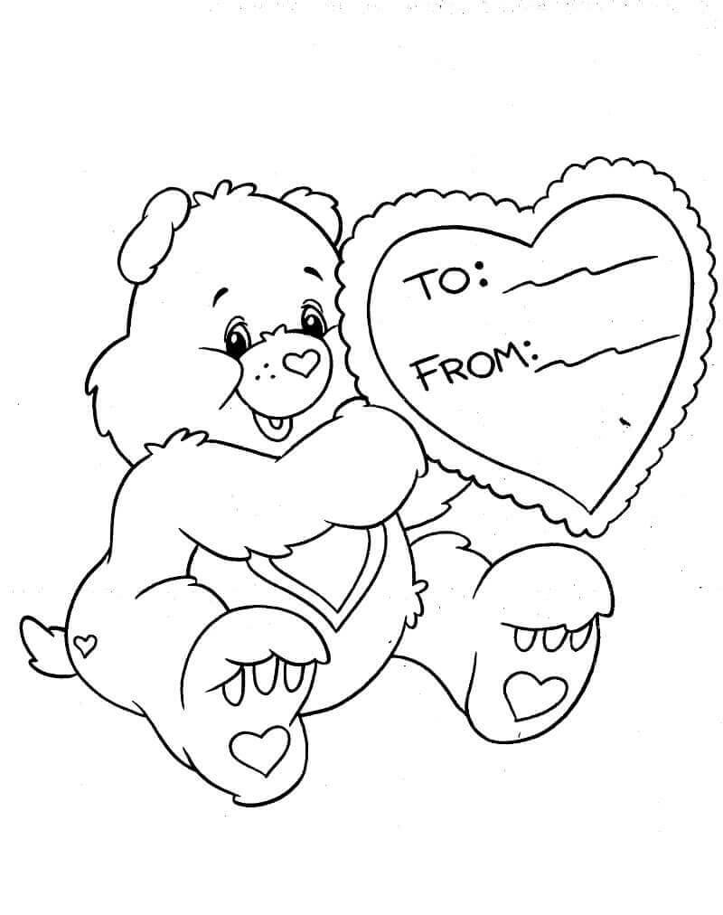 Dibujo de Oso de Corazón Tierno para Colorear y Imprimir