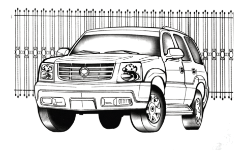 Dibujo de Cadillac Escalade para Colorear y Imprimir