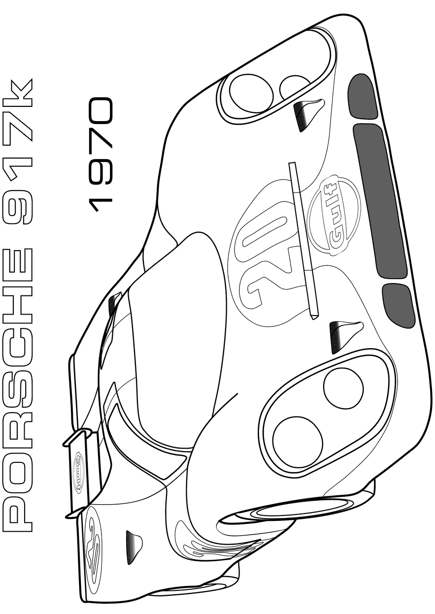 Dibujo de Coche de Carreras Porsche 917K para Colorear y Imprimir