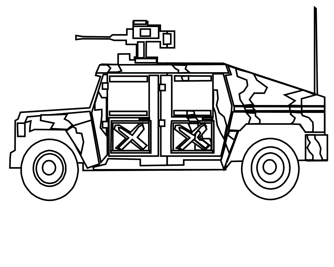 Dibujo de Coche Militar para Colorear y Imprimir