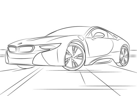 Dibujo de El Bmw I8 para Colorear y Imprimir