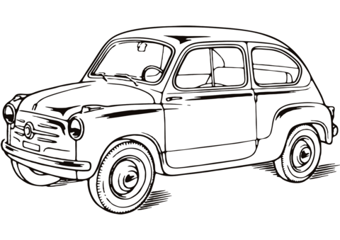 Dibujo de El Fiat 600 para Colorear y Imprimir
