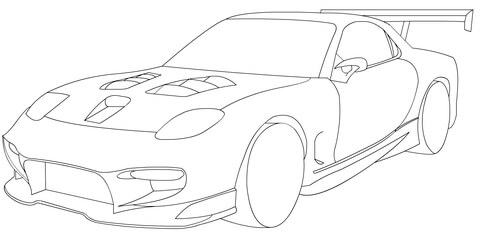 Dibujo de Mazda Rx7 para Colorear y Imprimir