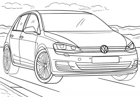 Dibujo de Volkswagen Golf 2018 para Colorear y Imprimir