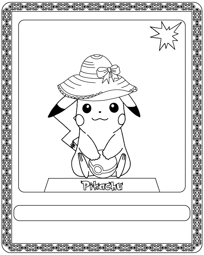 Dibujo de Free Pokémon Card Pikachu Coloring Page para Colorear y Imprimir