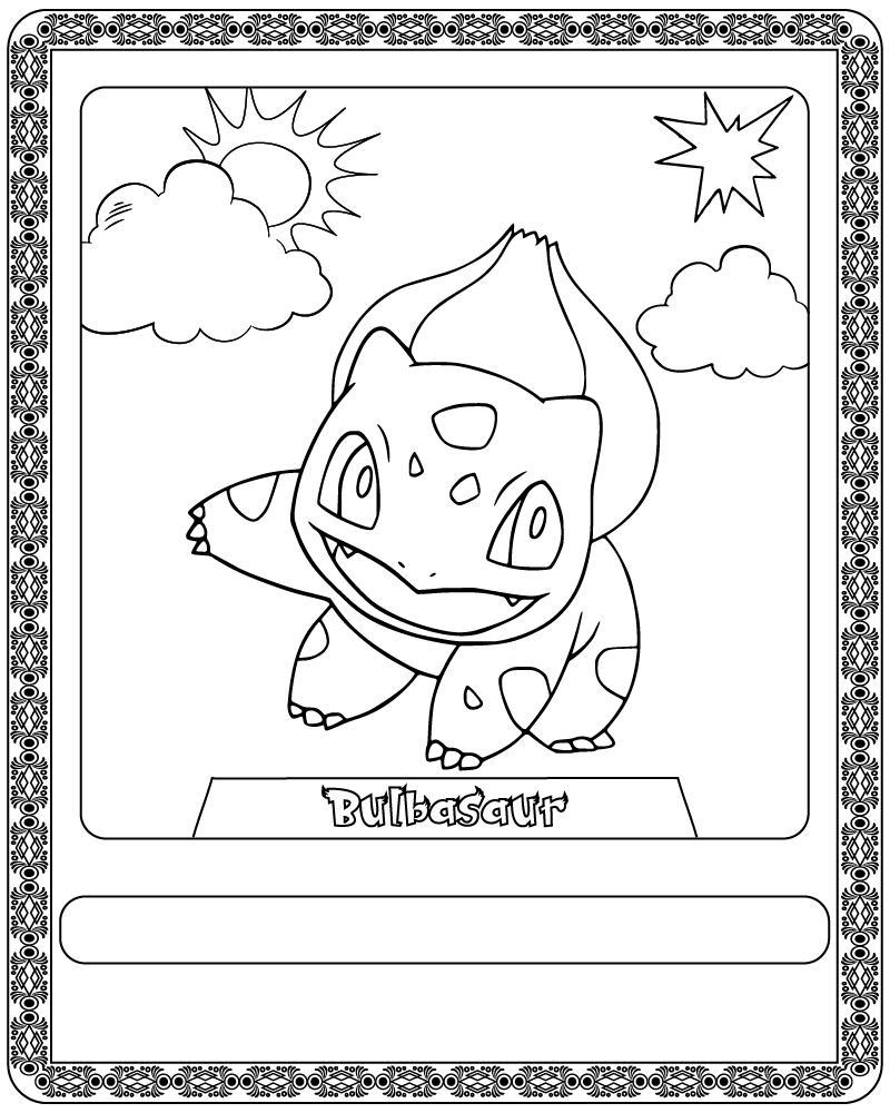 Dibujo de Pokémon Card Bulbasaur Coloring Page para Colorear y Imprimir