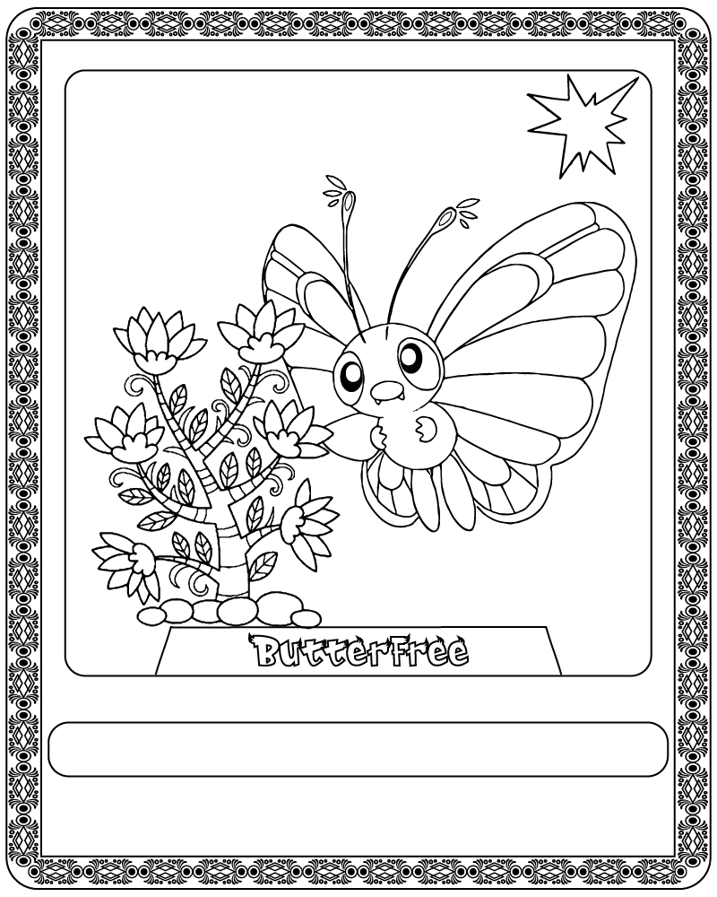 Dibujo de Pokémon Card Butterfree Coloring Page para Colorear y Imprimir