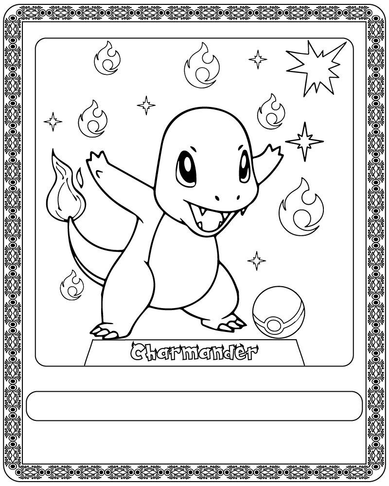 Dibujo de Pokémon Card Charmander Coloring Page para Colorear y Imprimir