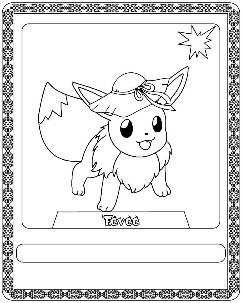 Dibujo de Pokémon Card Cute Eevee Coloring Page para Colorear y Imprimir