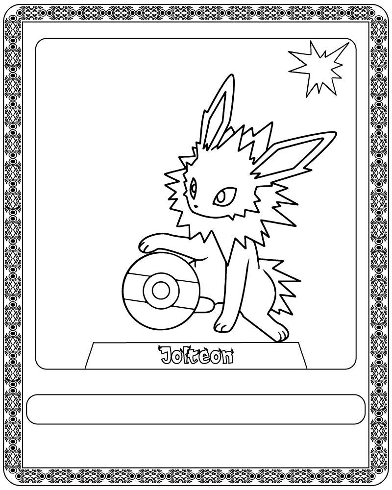 Dibujo de Pokémon Card Jolteon Coloring Page para Colorear y Imprimir