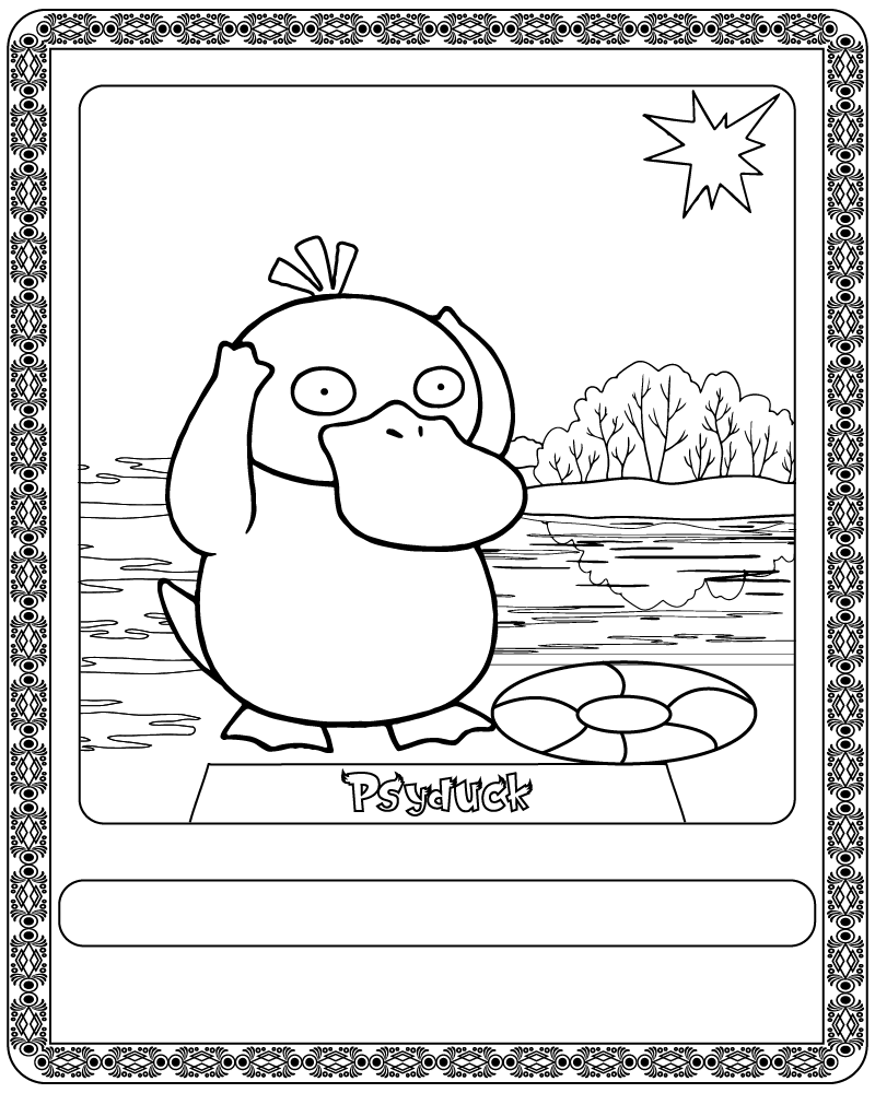 Dibujo de Pokémon Card Psyduck Coloring Page para Colorear y Imprimir