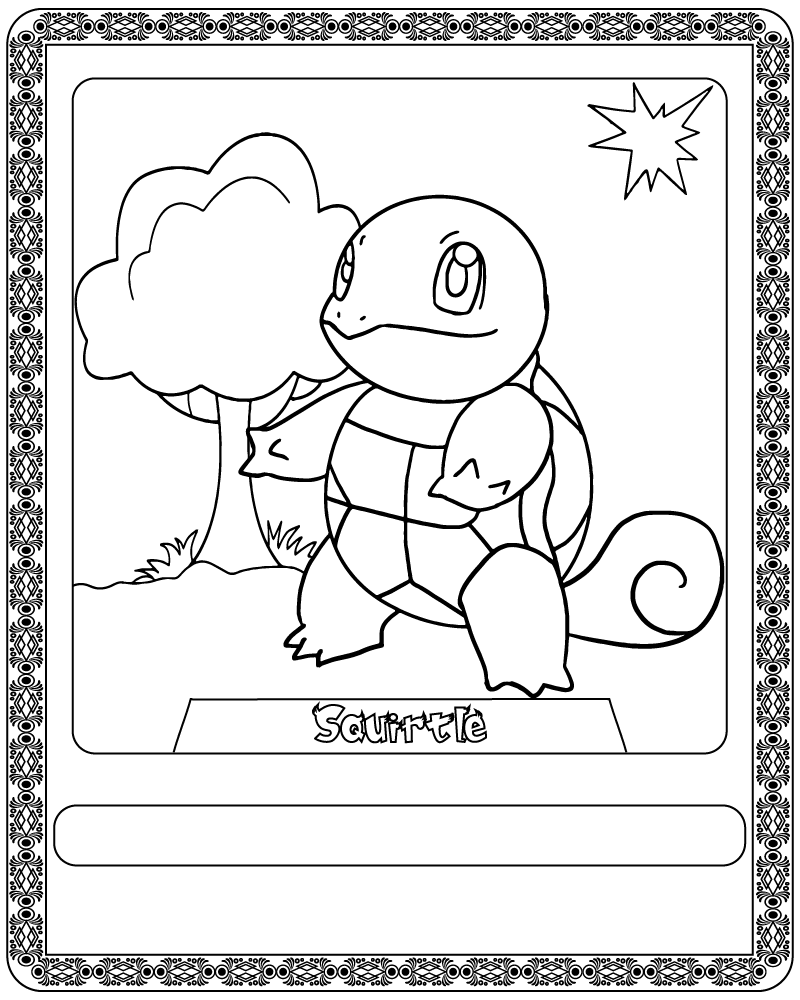 Dibujo de Pokémon Card Squirtle Coloring Page para Colorear y Imprimir