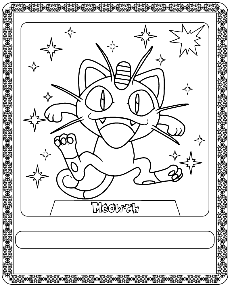 Dibujo de Pokémon Card Surprised Meowth Coloring Page para Colorear y Imprimir