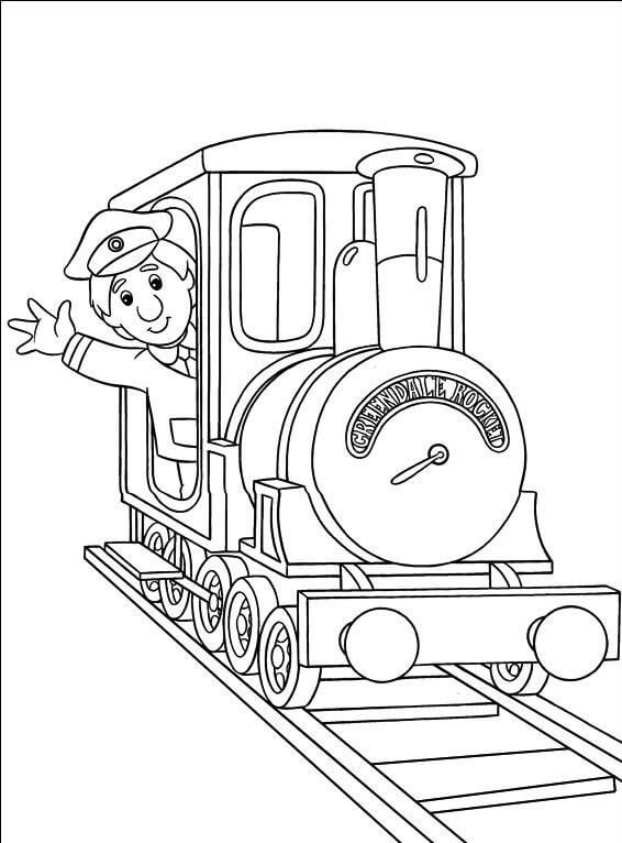 Dibujo de Cartero Pat En Tren para Colorear y Imprimir