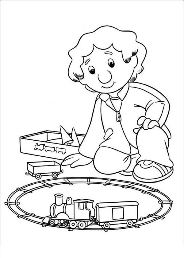 Dibujo de Cartero Pat Jugando Juguetes para Colorear y Imprimir