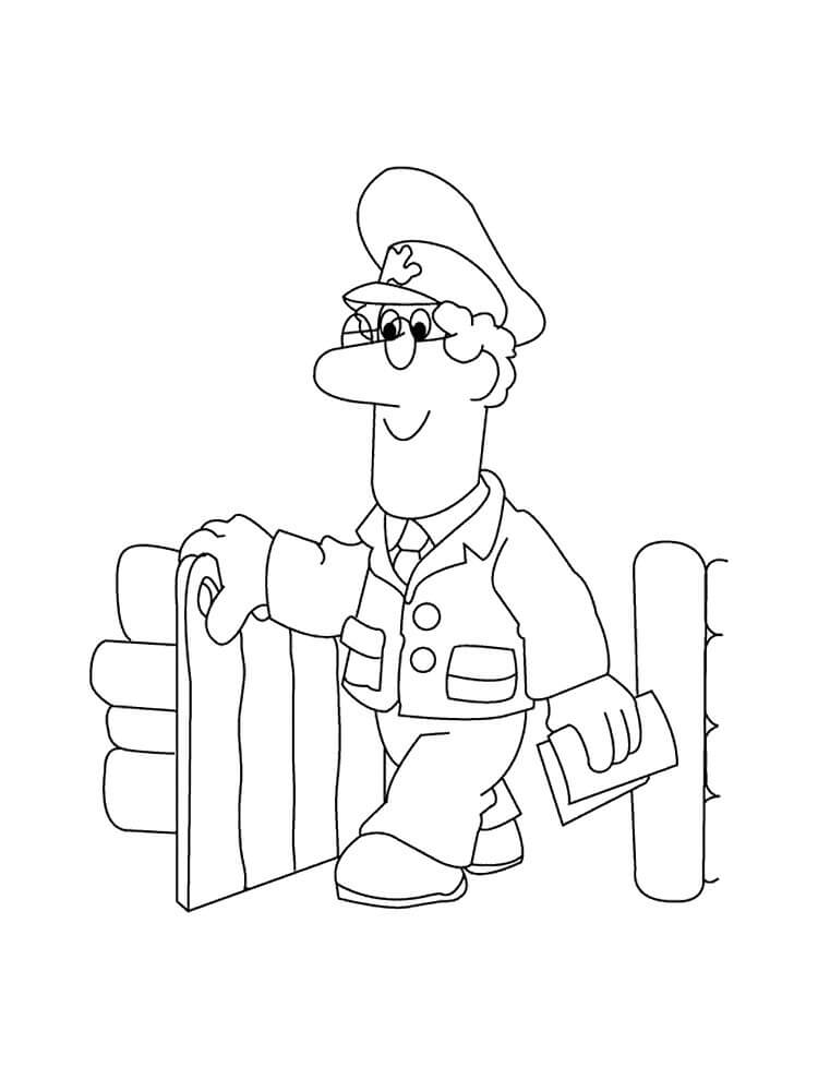 Dibujo de Cartero Pat Sonriendo para Colorear y Imprimir