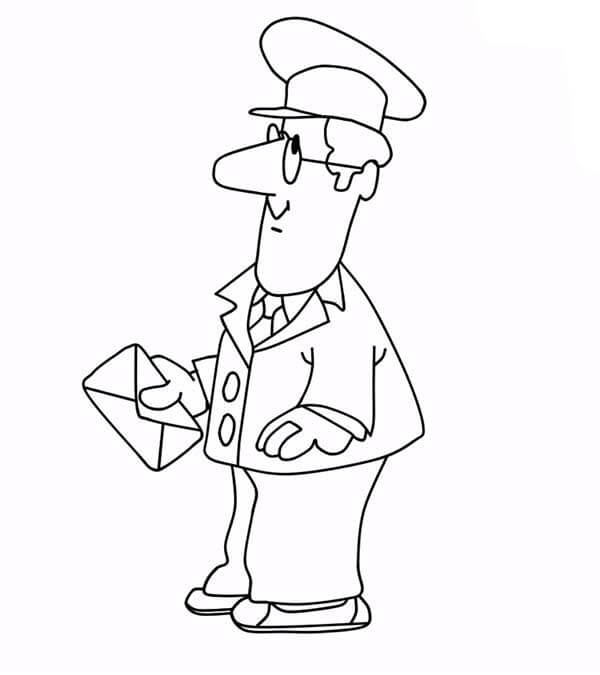 Dibujo de Cartero Pat Sosteniendo Carta para Colorear y Imprimir