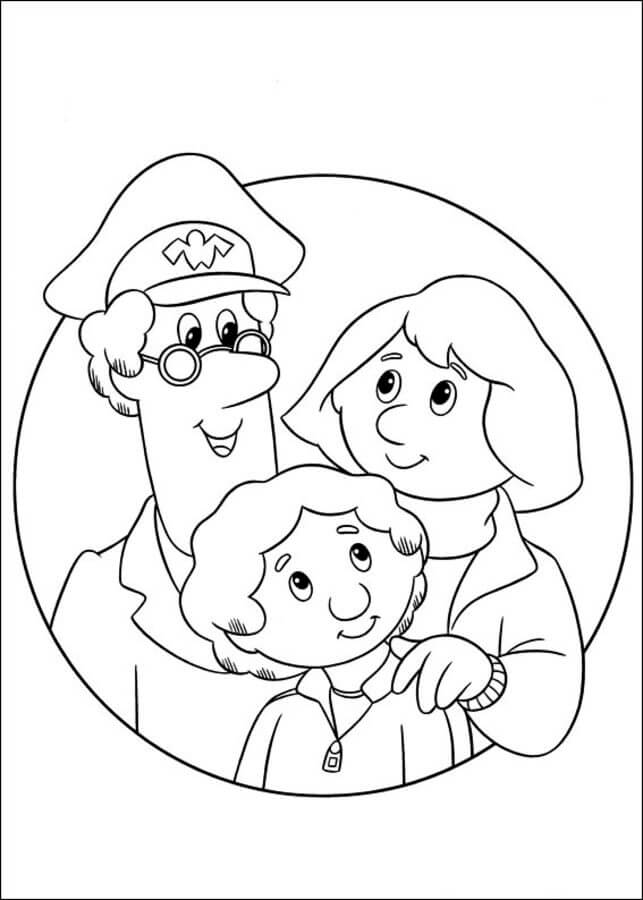 Dibujo de Cartero Pat y Familia para Colorear y Imprimir