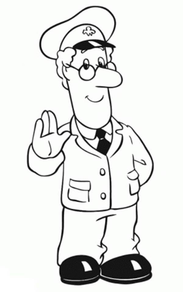 Dibujo de El Cartero Pat Saluda para Colorear y Imprimir