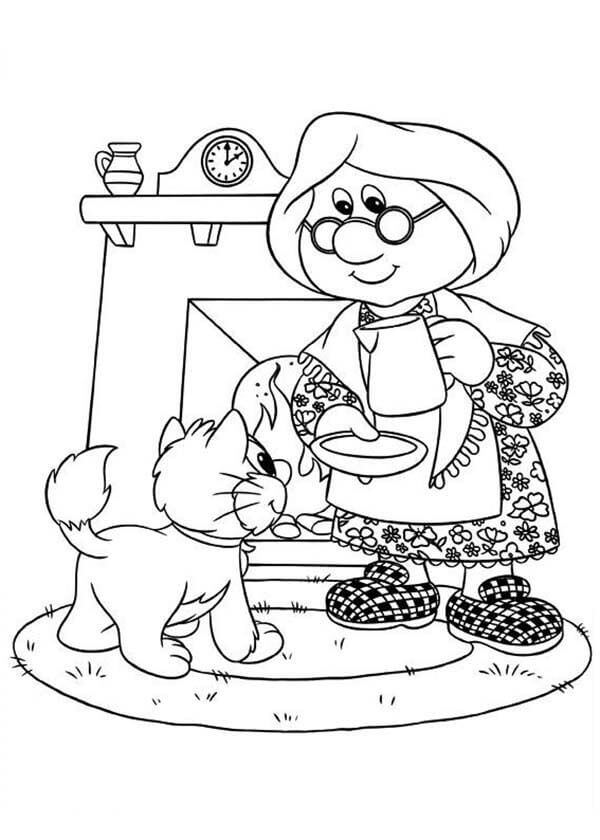 Dibujo de La Esposa y El Gato Del Cartero Pat para Colorear y Imprimir