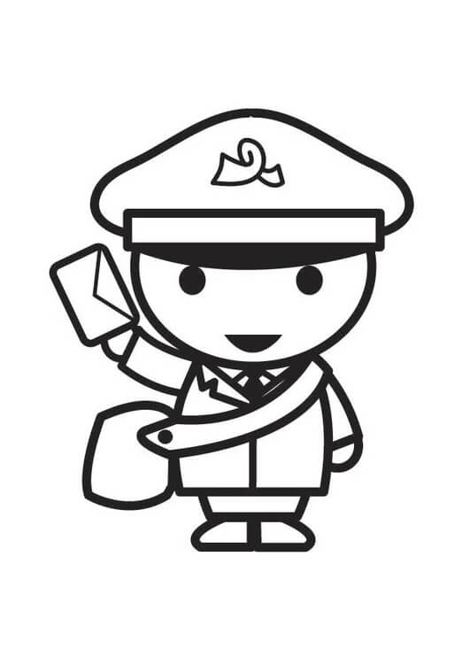 Dibujo de Cartero Chibi para Colorear y Imprimir