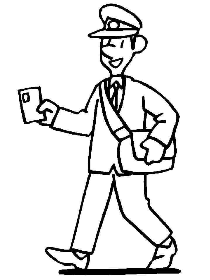 Dibujo de Cartero Divertido para Colorear y Imprimir