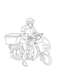 Dibujo de Cartero En Su Bicicleta Cartero para Colorear y Imprimir