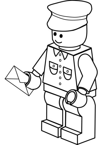 Dibujo de Cartero Lego para Colorear y Imprimir