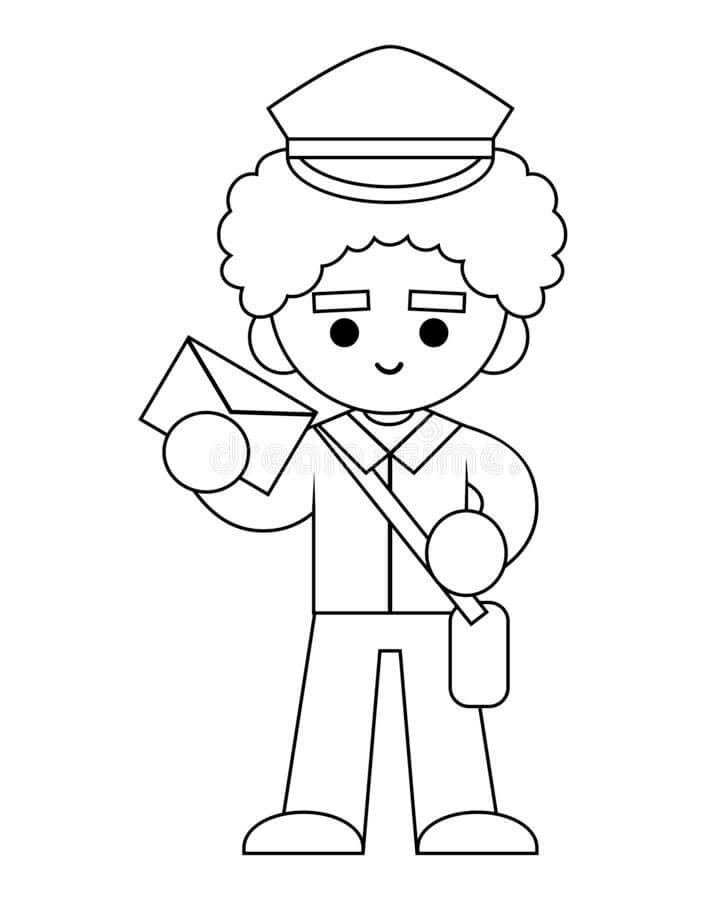 Dibujo de Cartero Niño Sonriente para Colorear y Imprimir